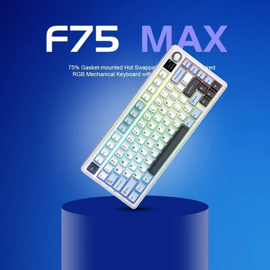 AULA F75 Max Wireless 3 in 1 Mechanical Gaming Keyboard with Screen & Knob | Ice Blue, Reaper Switch (F75MaxIUR)