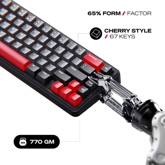 Cybeart Akula 65 Compact 65% Tri-Mode Wireless RGB Mechanical Keyboard Black