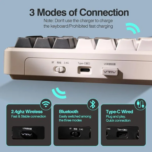 AULA F87 75% Tri-Mode Wireless Mechanical Gaming Keyboard | Smoke Blue, Graywood Switch (F87UW)