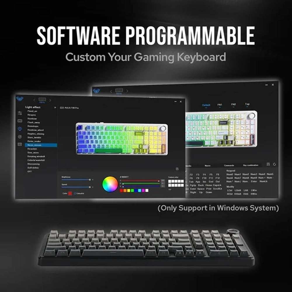 AULA F99 Pro 96% Tri-Mode Wireless Full Size Mechanical Gaming Keyboard with Knob | Gradient Gray, Nimbus Switch (F99ProGrN)