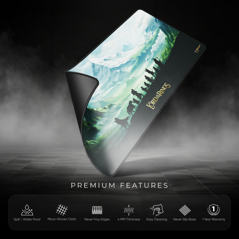 Cybeart | Lord of The Rings Gaming Desk Mat | Waterproof, Never Slip Base, Stitched Edges, Esports Grade