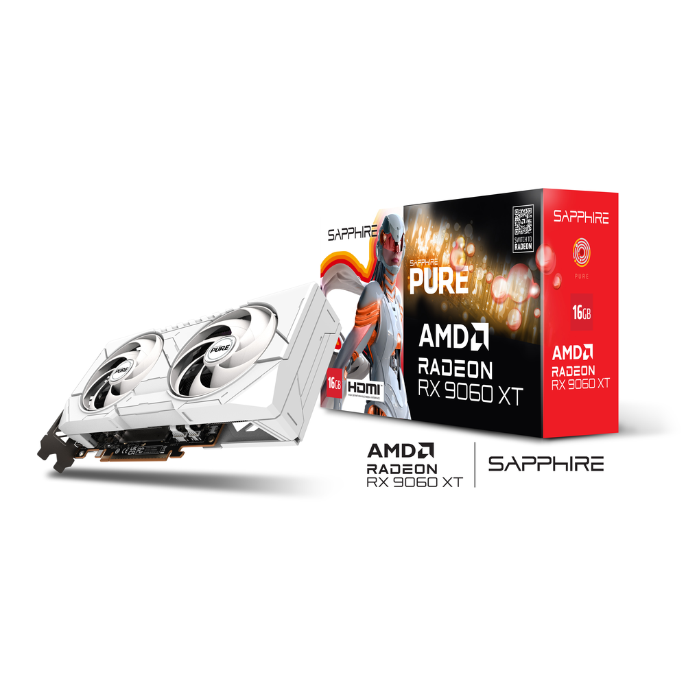 SAPPHIRE PURE AMD Radeon RX 9060 XT OC 16GB GDDR6 Graphics Card