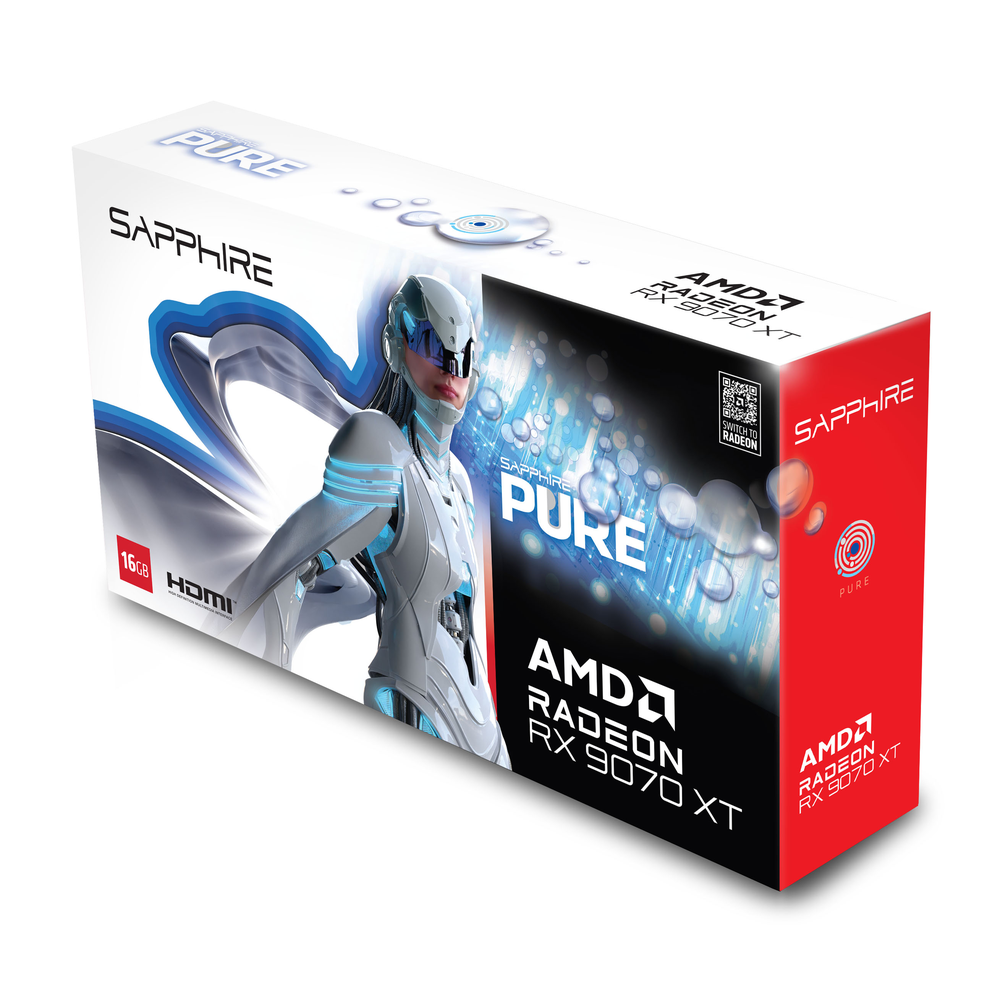 SAPPHIRE PURE AMD Radeon RX 9070 XT OC 16GB GDDR6 Graphics Card