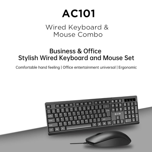 AULA AC101 Wired Keyboard & Mouse Combo | Black (AC101B)