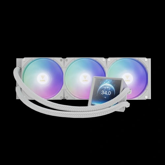 GAMDIAS AURA GL360 LCD WH ARGB 360mm CPU Liquid Cooler (White)