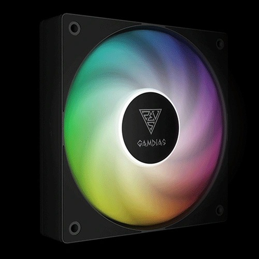 GAMDIAS NOTUS M1-1201 ARGB 120mm PWM Case Fan (400–1600 RPM, 57.56 CFM, Hydraulic Bearing, Swappable Forward/Reverse Blade)