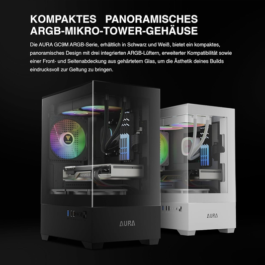 GAMDIAS AURA GC9M ARGB M-ATX Mini Tower Gaming Case (Black)