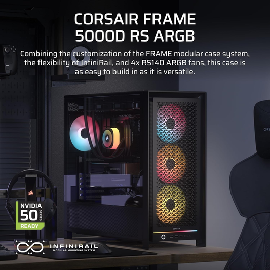 Corsair Chassis FRAME 5000D RS ARGB - - Mid-Tower PC Case without PSU, Black