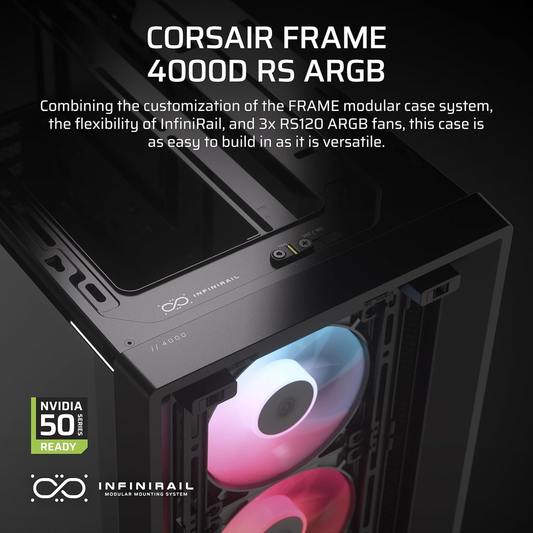 Corsair Chassis FRAME 4000D LCD RS ARGB Premium Mid-Tower PC Case without PSU – White