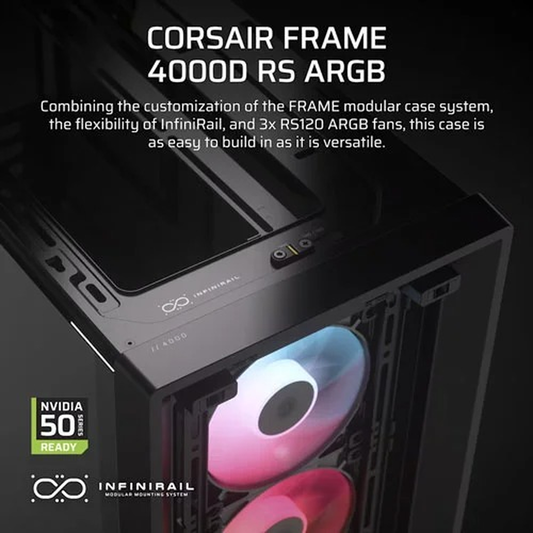CORSAIR FRAME 4000D RS ARGB Modular Mid-Tower PC Case, Black