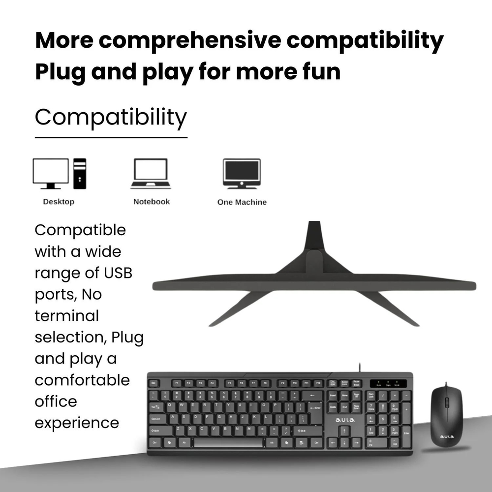 AULA AC101 Wired Keyboard & Mouse Combo | Black (AC101B)