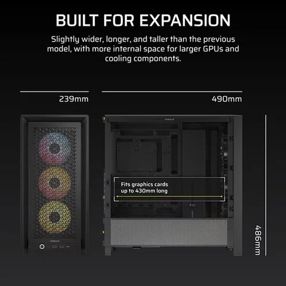 CORSAIR FRAME 4000D RS ARGB Modular Mid-Tower PC Case, Black