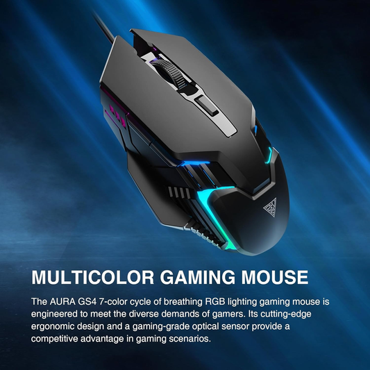 GAMDIAS AURA GS4 Multicolor Gaming Mouse (3600 DPI, 6 Buttons, Black)