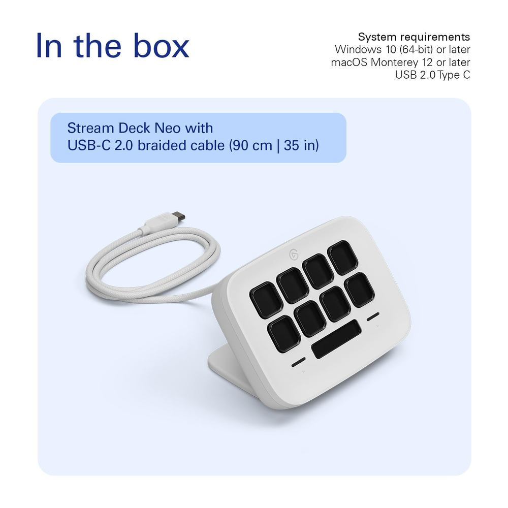 Elgato Stream Deck Neo – 8-Key USB Productivity Controller with Infobar & Touch Points