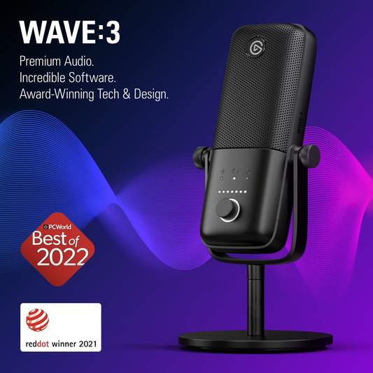 Elgato Wave:3 - Premium USB Condenser Microphone with Clipguard Technology and Wave Link Mixing Software