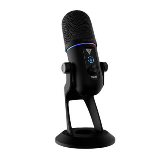 GAMDIAS Pheme M1 RGB Streaming Microphone (Black, Supercardioid, 192 kHz/24-bit, ENC, 12-Mode RGB, USB Type-C)