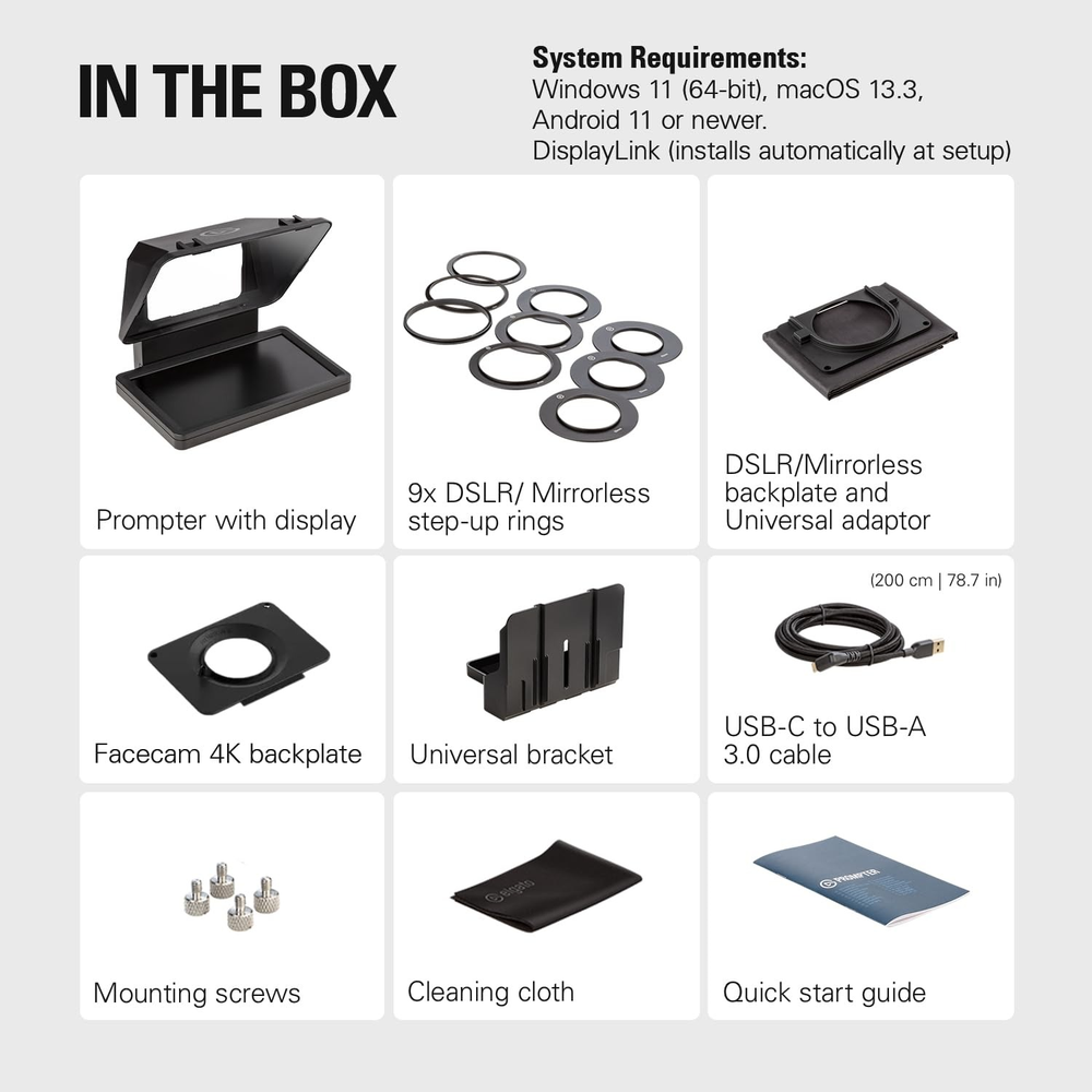Elgato Prompter – All-in-One Teleprompter with Built-in 9" Display for Streaming & Video Calls