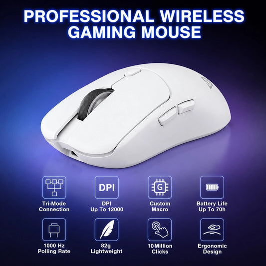 AULA SC580X Wireless Gaming Mouse Tri-Mode 500mAh White