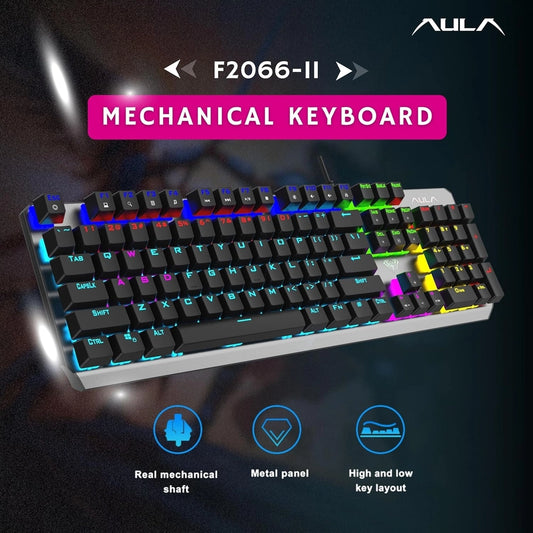 AULA F2066-II USB Full Size Wired Mechanical Gaming Keyboard Black
