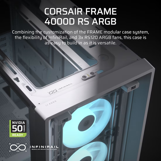CORSAIR FRAME 4000D RS ARGB Modular Mid-Tower PC Case, White