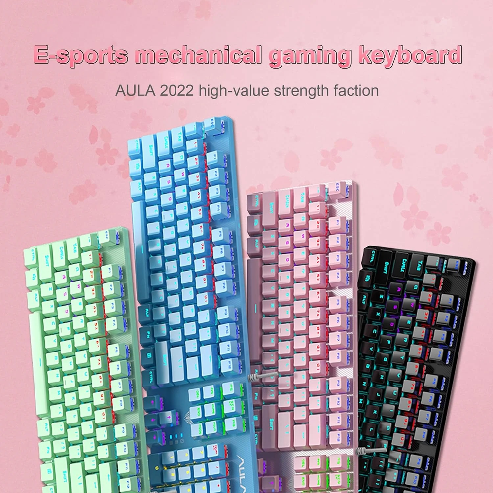 AULA S2022U Full Size Wired Mechanical Gaming Keyboard | Blue, Blue Switch (S2022U)