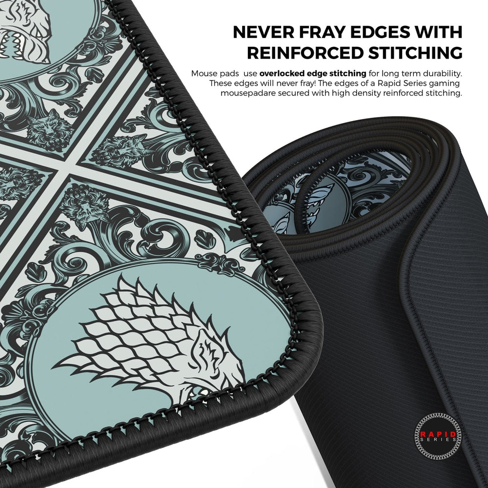 Cybeart | House Stark Gaming Mouse Pad | Waterproof, Never Slip Base, Stitched Edges, Esports Grade