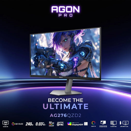 AOC AGON PRO AG276QZD2 27" QHD QD-OLED Gaming Monitor | 240Hz, 0.03ms GtG, HDR TrueBlack 400