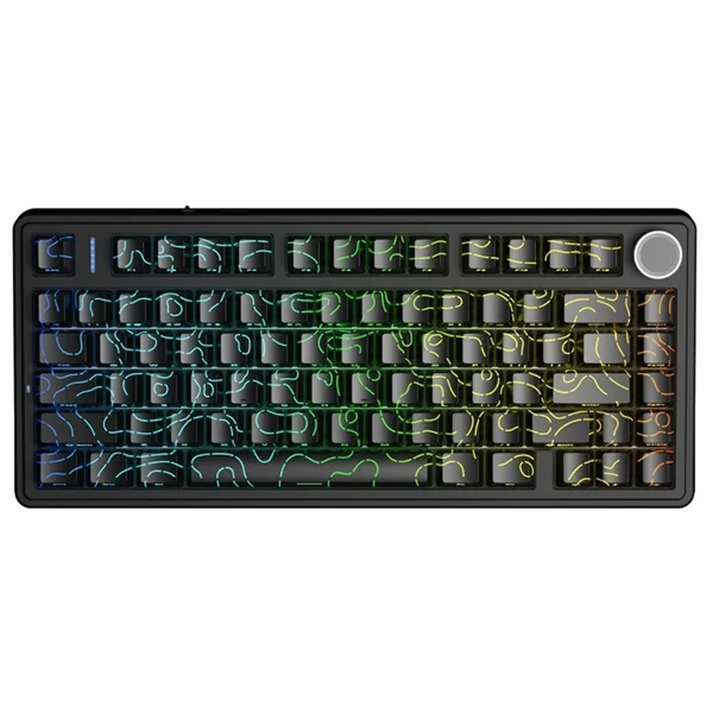AULA F75 75% Wireless Trio Mode Mechanical Gaming Keyboard With Knob | Black Contour, Star-Vector Switch (F75BCS)