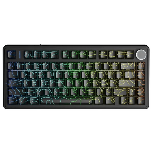 AULA F75 75% Wireless Trio Mode Mechanical Gaming Keyboard With Knob | Black Contour, Star-Vector Switch (F75BCS)