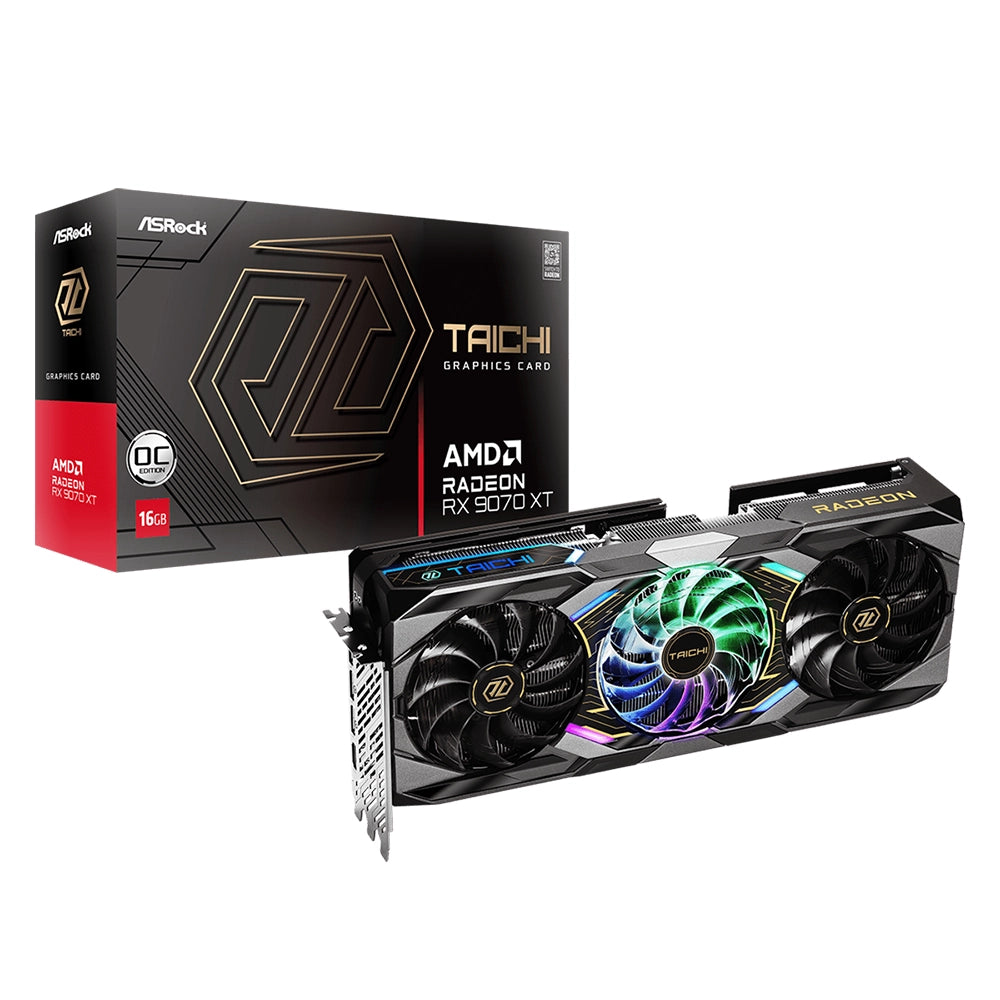 ASRock Radeon RX 9070 XT Taichi 16GB OC Graphics Card (Black)