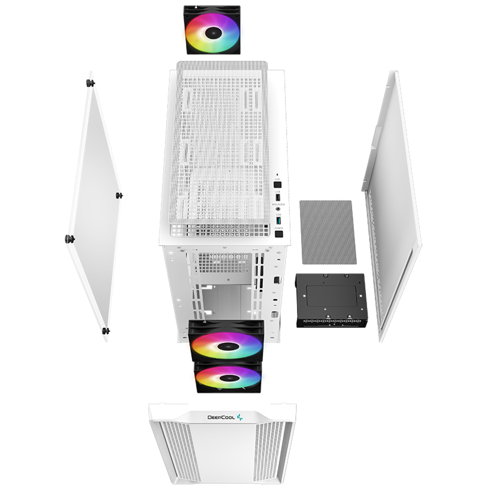 DEEPCOOL CC360 ARGB White Micro-ATX Airflow Case