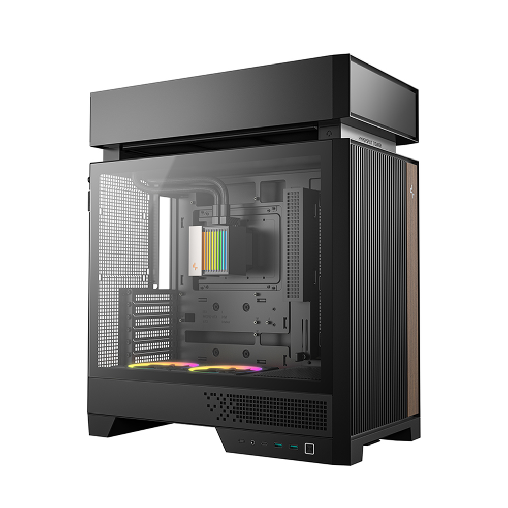 DEEPCOOL CL6600 Black Hyper‑Split ATX Case with 360 mm ARGB AIO