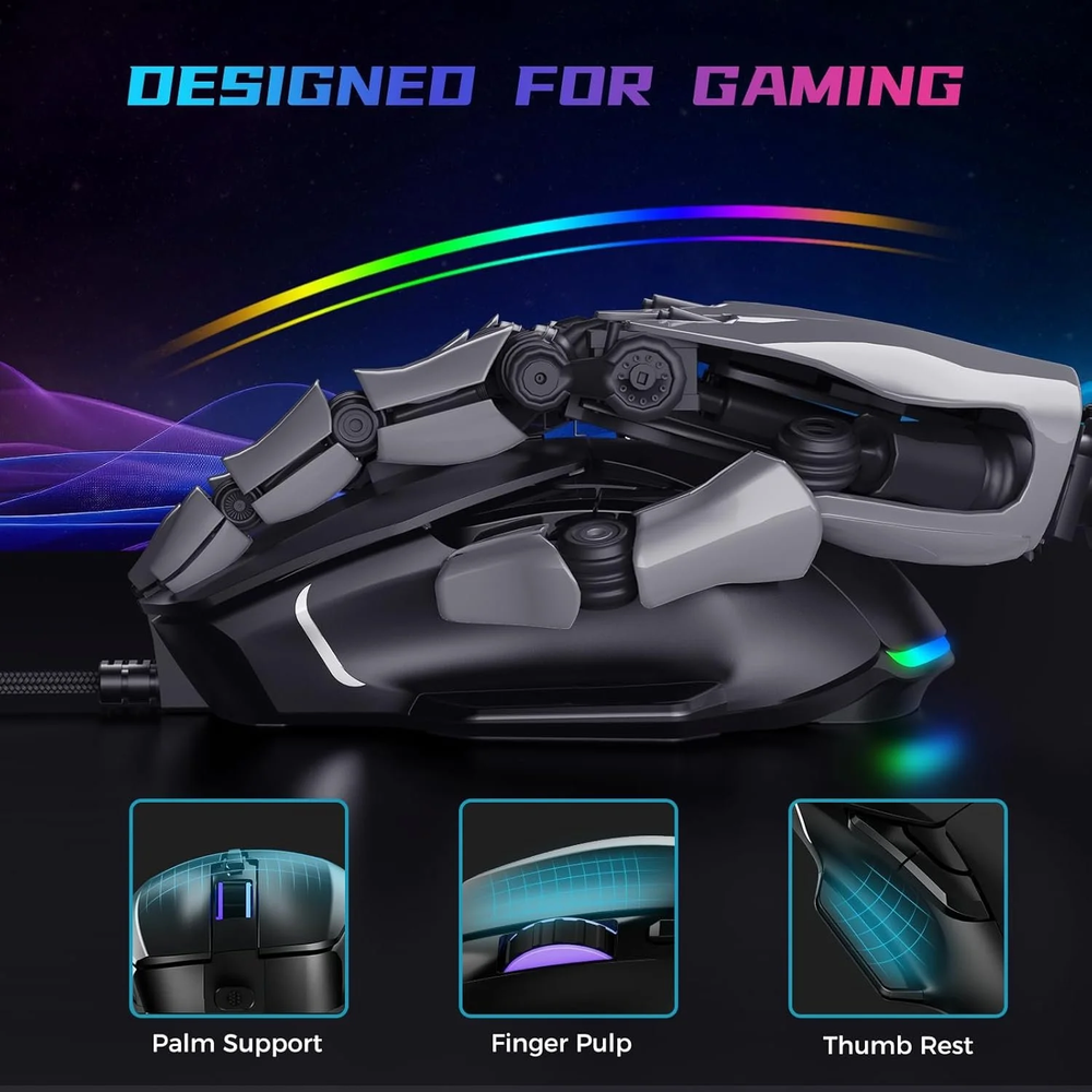 AULA F815 RGB Wired Ergonomic Gaming Mouse | Black (F815B)