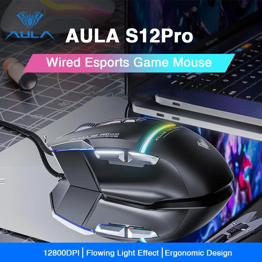 AULA S12 Pro RGB Wired Gaming Mouse | Black