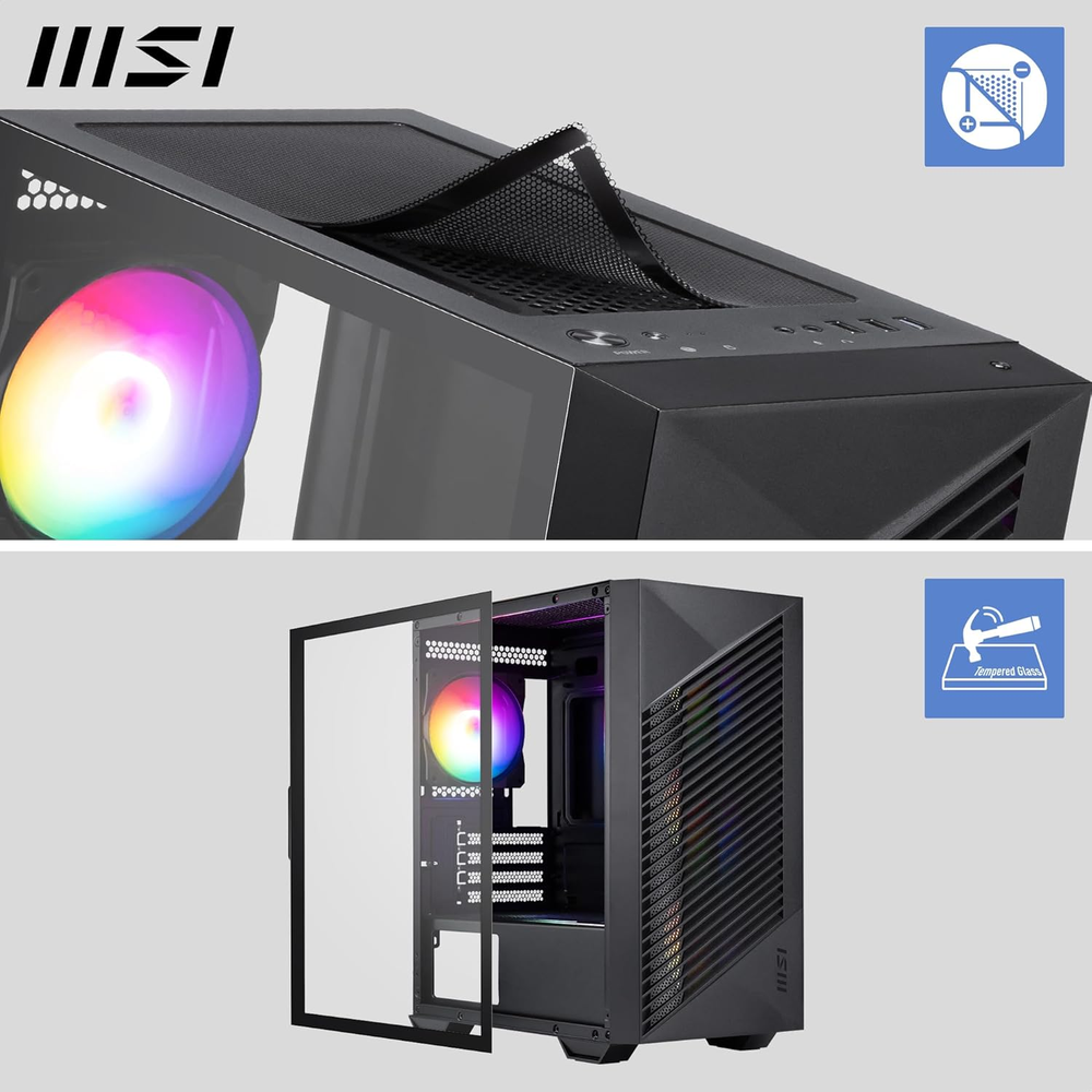 MSI PRO FORGE M050A Auto RGB M-ATX Mini Tower PC Case