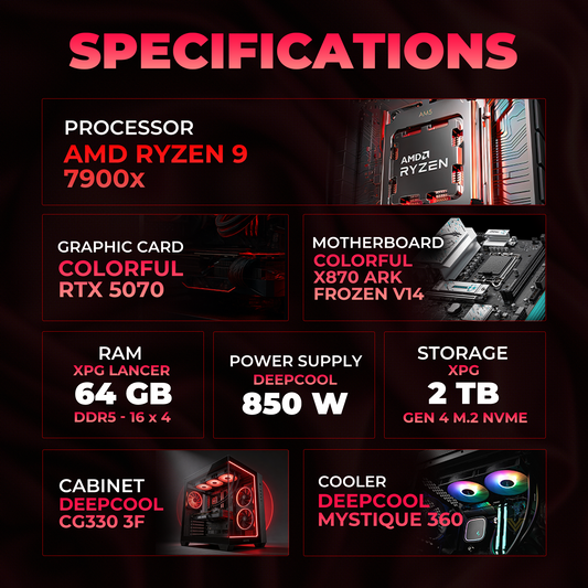 StudBud Stream Beast | AMD Ryzen 9 7900X + RTX 5070 Streaming PC