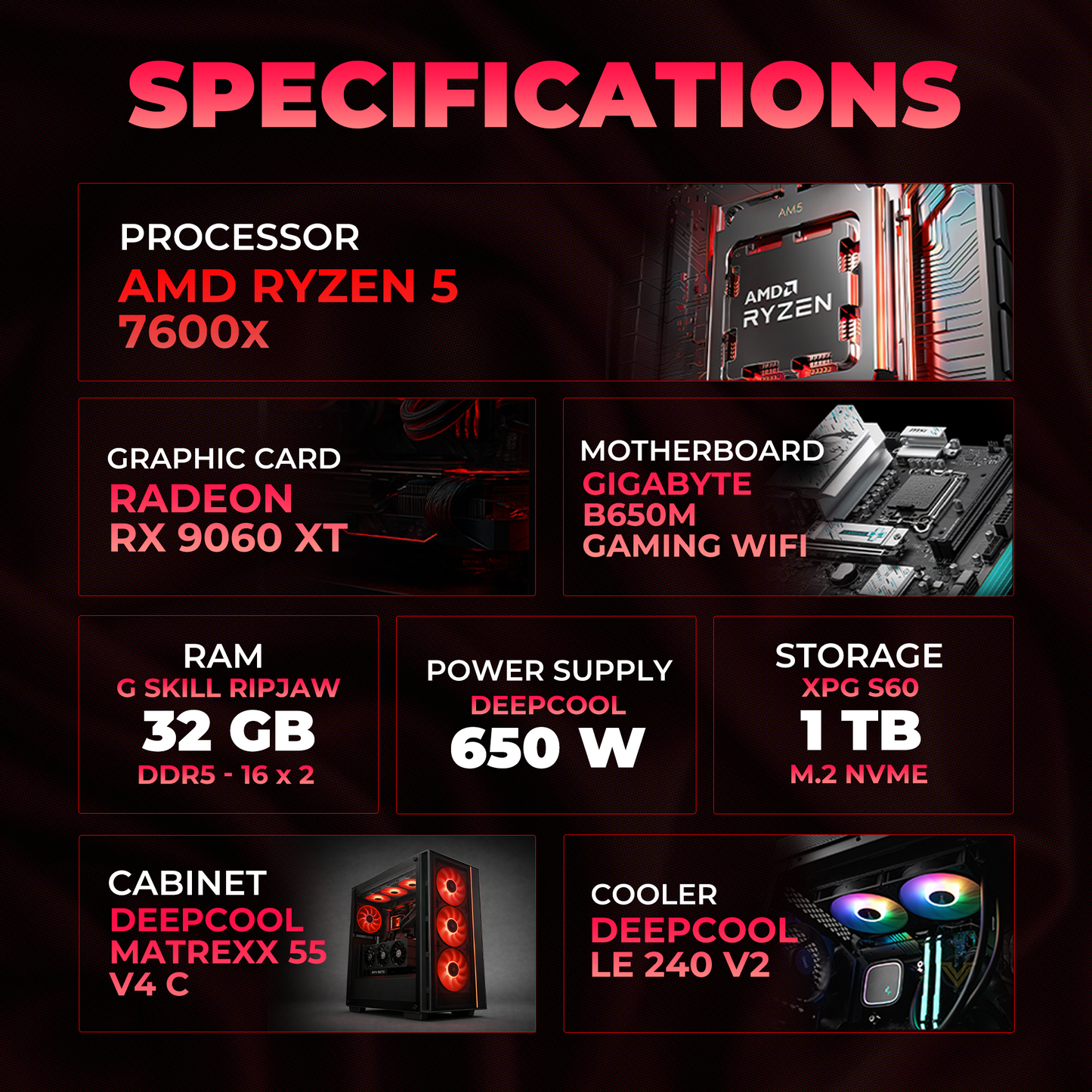 Studbud Budget Beast | AMD Ryzen 5 7600X + RX 9060 XT Gaming PC