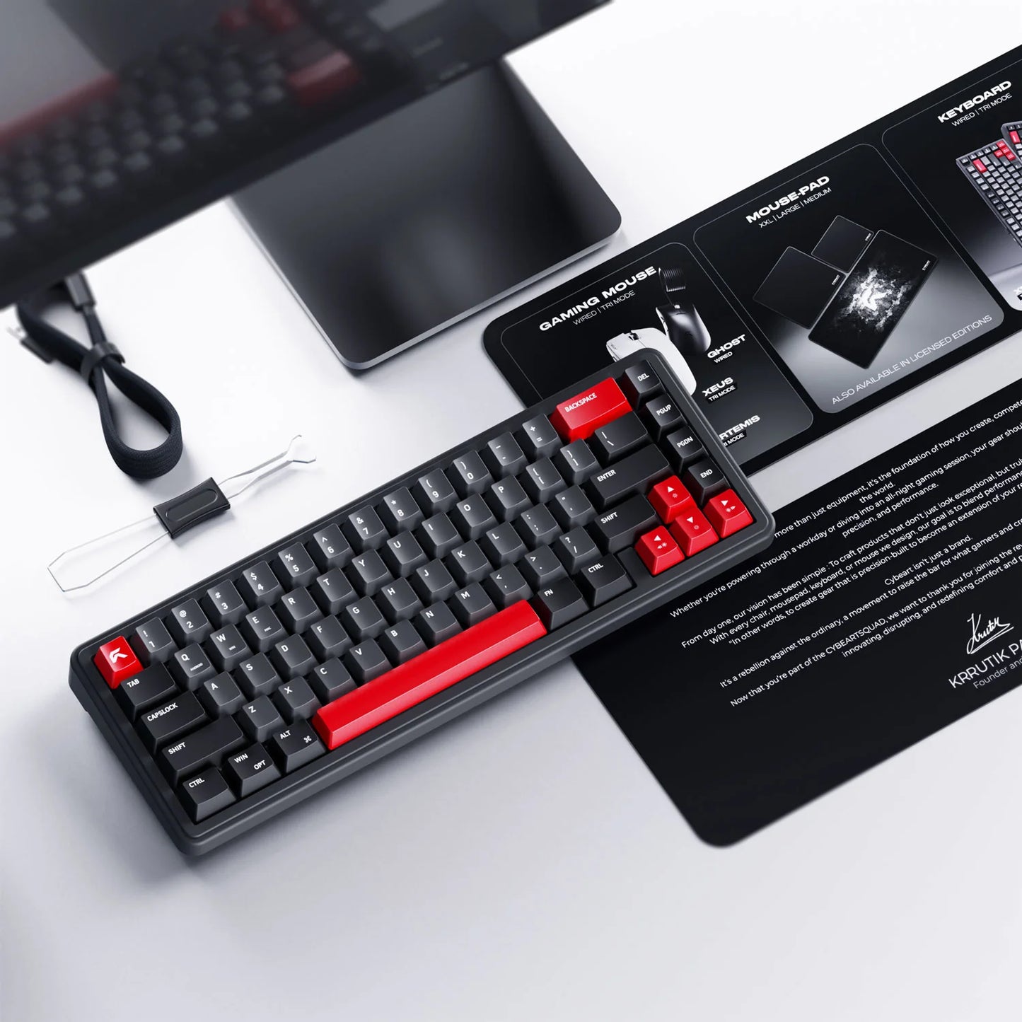 Cybeart Akula 65 Compact 65% Tri-Mode Wireless RGB Mechanical Keyboard Black