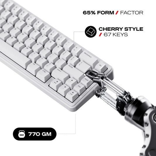 Cybeart Akula 65 Compact 65% Tri-Mode Wireless RGB Mechanical Keyboard White