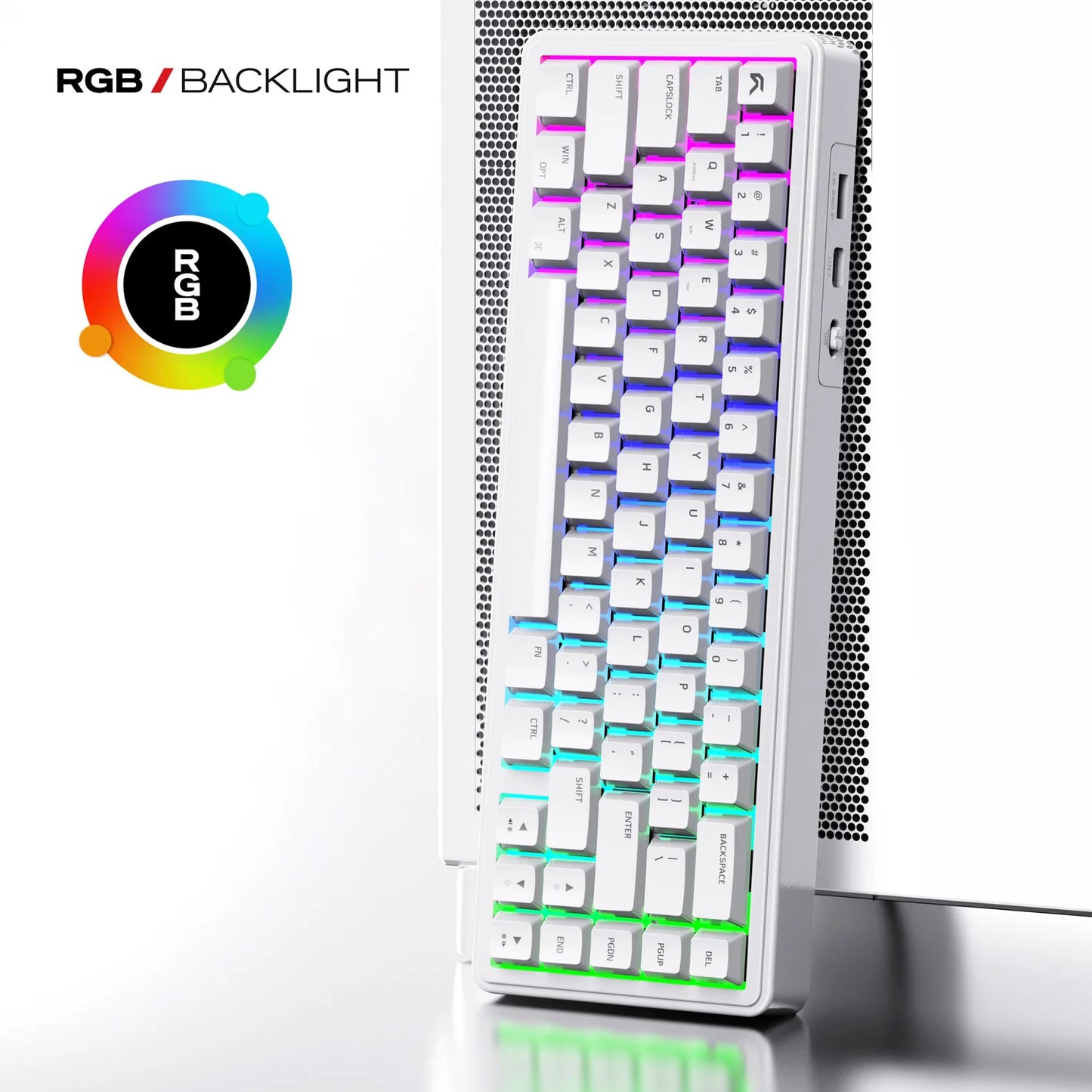 Cybeart Akula 65 Compact 65% Tri-Mode Wireless RGB Mechanical Keyboard White