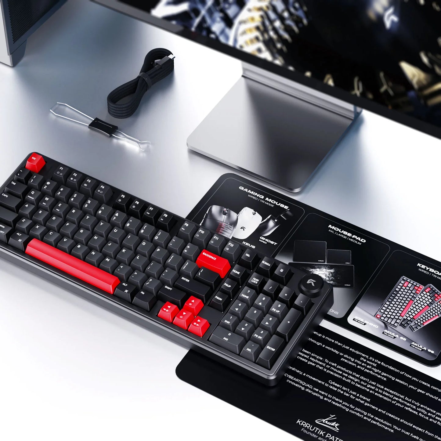 Cybeart Akula 99 Compact Full-Size Tri-Mode Wireless RGB Mechanical Keyboard Black