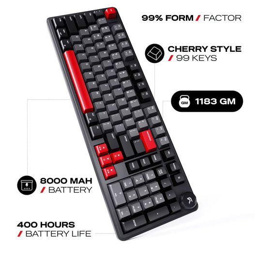 Cybeart Akula 99 Compact Full-Size Tri-Mode Wireless RGB Mechanical Keyboard Black