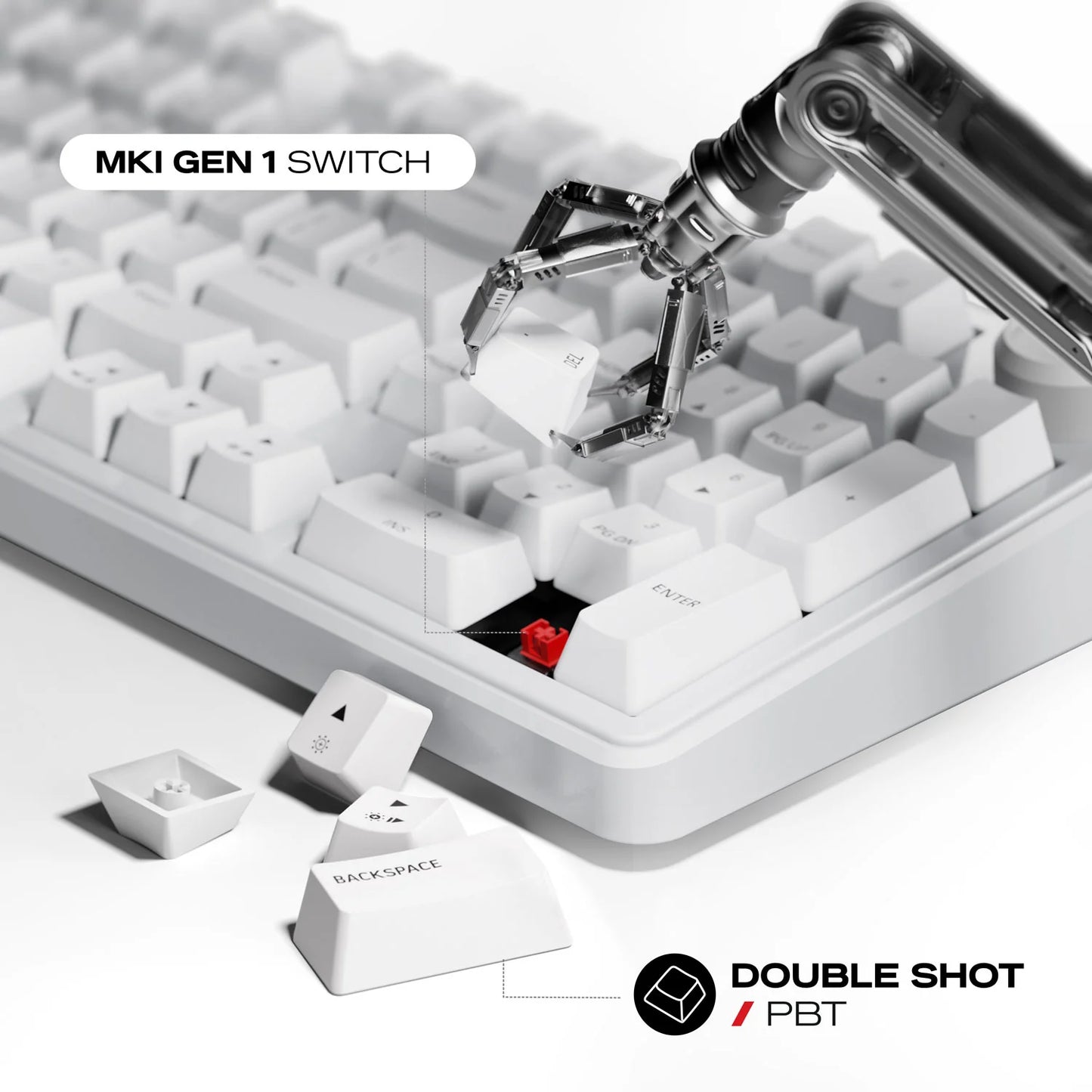 Cybeart Akula 99 Compact Full-Size Tri-Mode Wireless RGB Mechanical Keyboard White