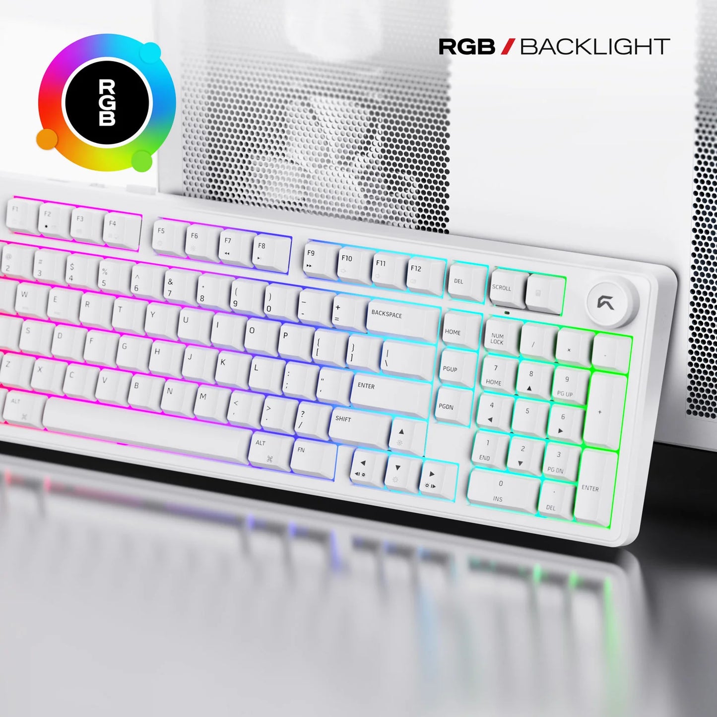 Cybeart Akula 99 Compact Full-Size Tri-Mode Wireless RGB Mechanical Keyboard White