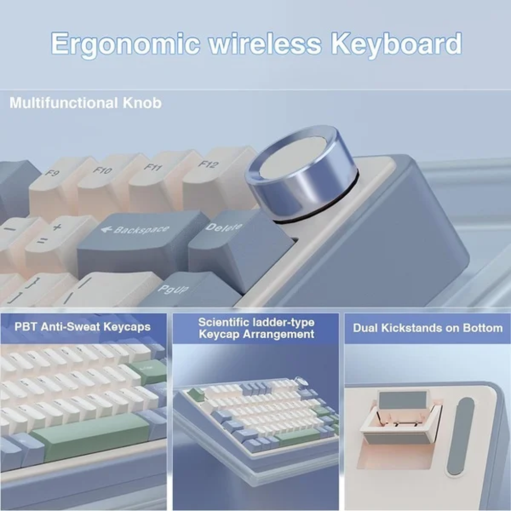 AULA F75 75% Wireless Trio Mode Mechanical Gaming Keyboard With Knob | Cedar Green, Ice Vein Switch (F75CGV)