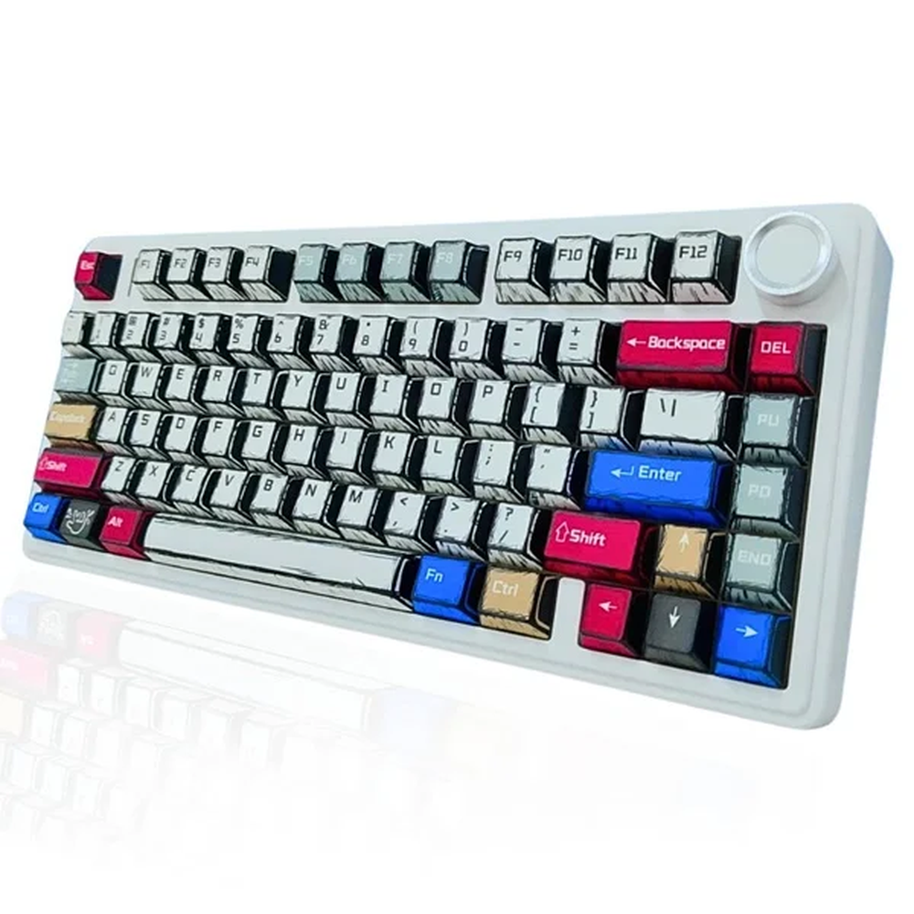 AULA F75 75% Wireless Trio Mode Mechanical Gaming Keyboard With Knob | Comic Keycap, Reaper Switch (F75CKR)