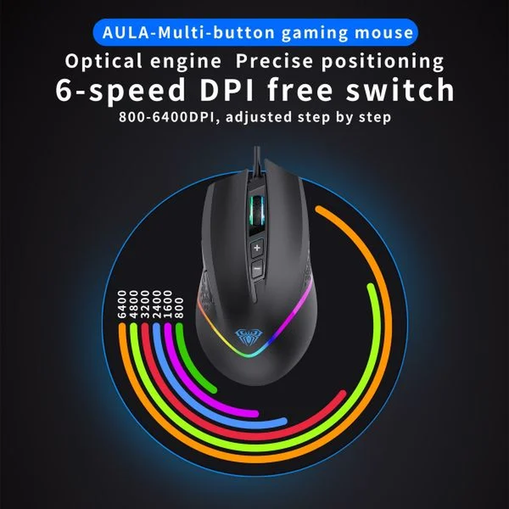 AULA F805 RGB Wired Gaming Mouse | Black (F805B)