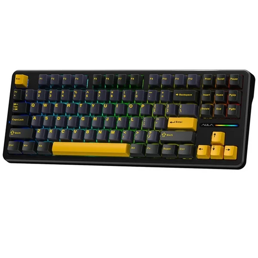 AULA F87 75% Tri-Mode Wireless Mechanical Gaming Keyboard | Thunder Black, Graywood Switch (F87TBW)