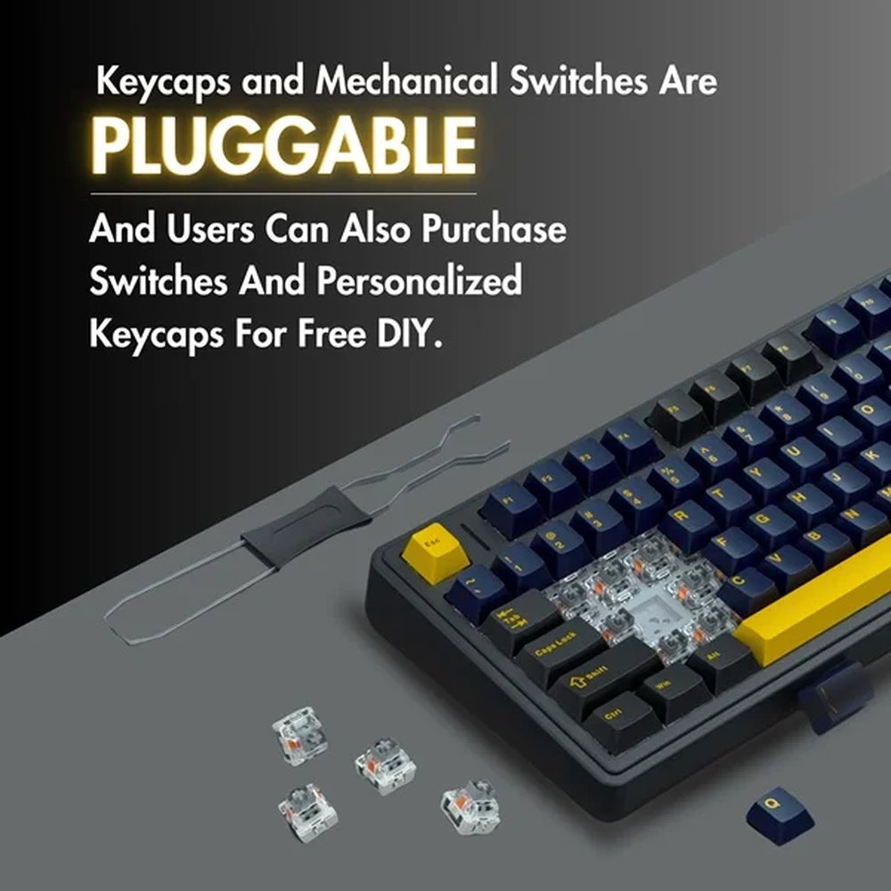 AULA F87 75% Tri-Mode Wireless Mechanical Gaming Keyboard | Thunder Black, Graywood Switch (F87TBW)