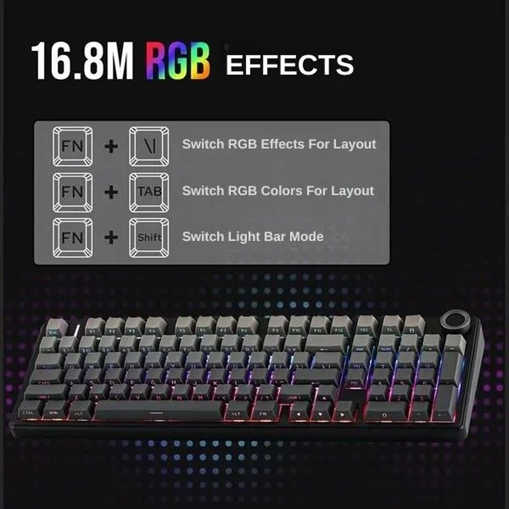 AULA F99 Pro 96% Tri-Mode Wireless Full Size Mechanical Gaming Keyboard with Knob | Gradient Gray, Nimbus Switch (F99ProGrN)